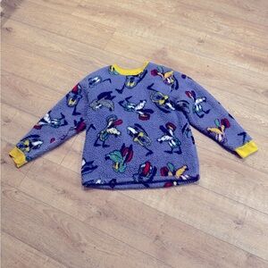 Disney pluto fuzzy ugly sweater purple Large yellow trim unisex